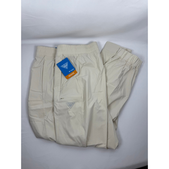 Columbia Pants - Women's Columbia PFG Uncharted Tapered Leg Pants Beige Size L